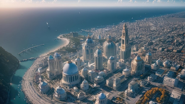 Ein Stadtbild mit Blick auf die Stadt Baku.