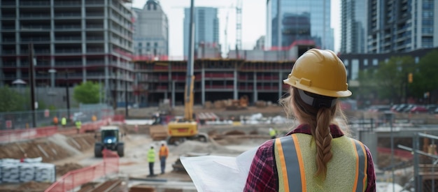 Ein Stadtplaner, der eine Baustelle und Infrastrukturprojekte beaufsichtigt