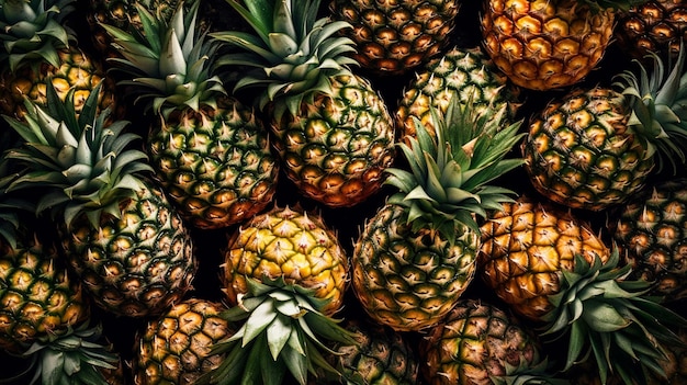 Ein Stapel Ananas in einem Geschäft