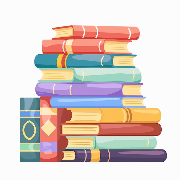 ein Stapel Bücher mit verschiedenen Farben und einem Kreis auf der Vorderseite