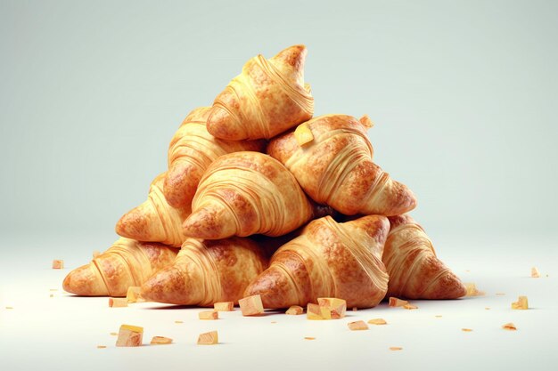 Ein Stapel Croissants mit Croissants drauf.