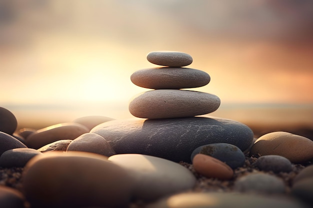 Ein Stapel Felsen an einem Strand