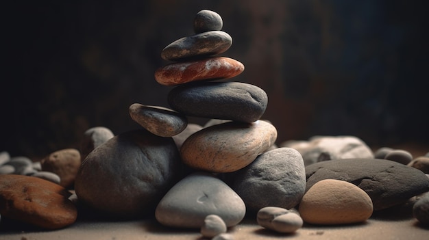 Ein Stapel Felsen mit dem Wort Rock darauf