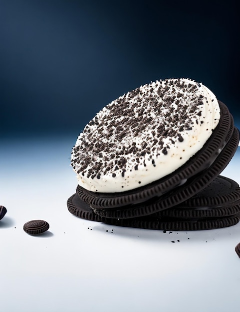 Ein Stapel Oreo-Kekse mit Streuseln oben drauf.