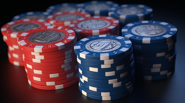 Ein Stapel Pokerchips mit der Nummer 2 auf der Vorderseite.