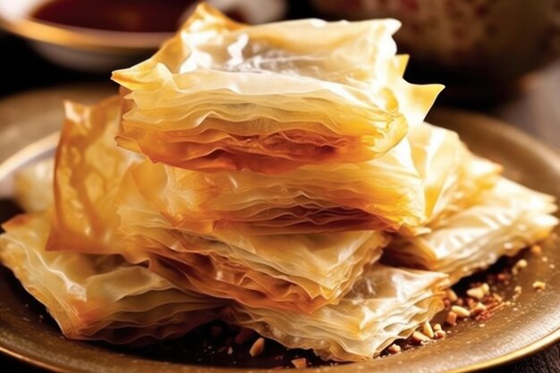 Foto ein stapel türkischer baklava auf einem teller