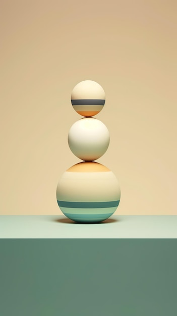 Ein Stapel von drei übereinander sitzenden Eiern, generatives KI-Bild