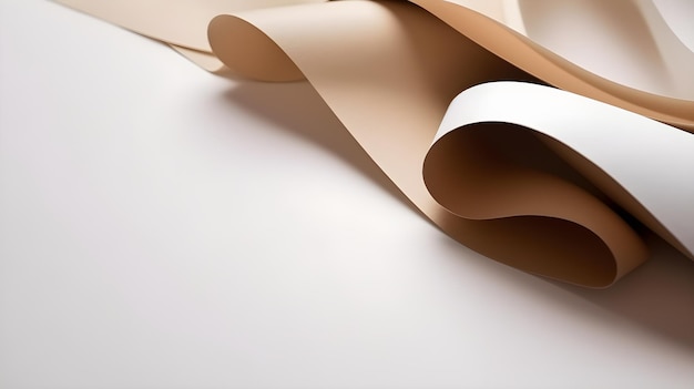 Ein Stapel zusammengerolltes braunes Papier auf einer weißen Oberfläche