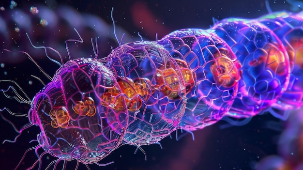 Ein stark vergrößertes Bild der Kristae, der Falten der inneren Membran eines Mitochondriums, der