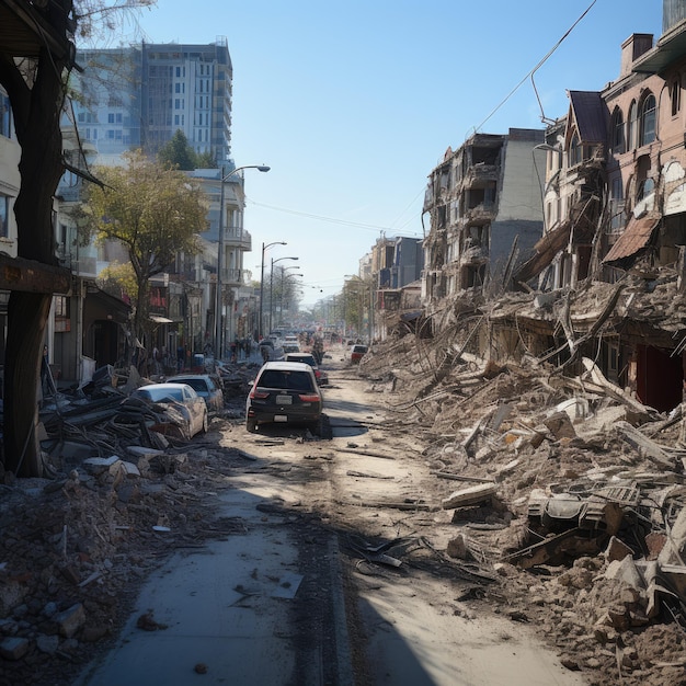 Ein starkes Erdbeben zeigt die verheerenden Auswirkungen seismischer Kräfte auf Strukturen und Umgebungen