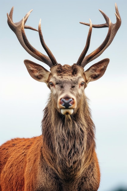 Ein stattlicher Hirsch mit beeindruckenden Gehörnern steht stolz