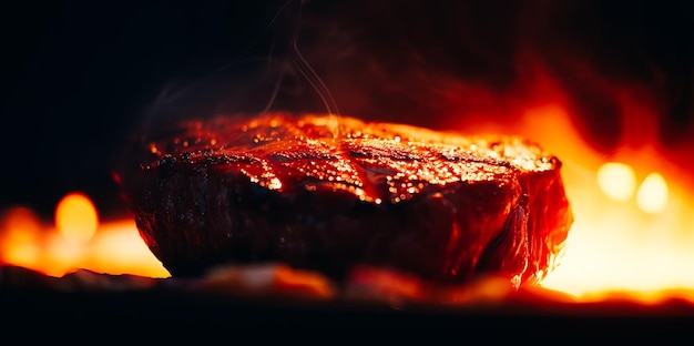 Ein Steak auf einem Grill mit dem Wort Steak darauf