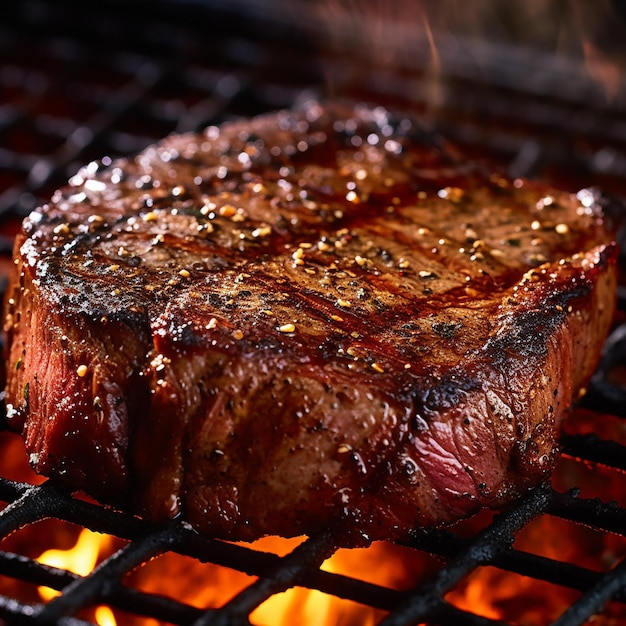 Ein Steak auf einem Grill mit dem Wort Steak darauf