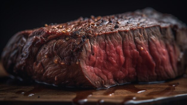 Ein Steak mit einer roten Sauce darauf