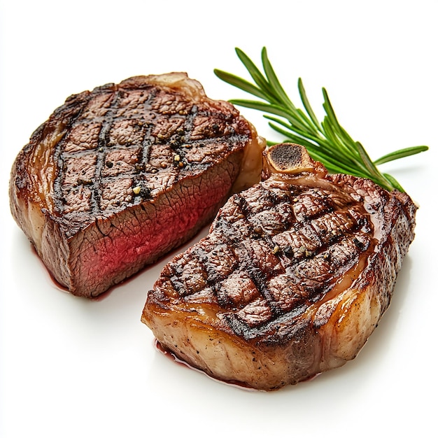 ein Steak und eine Ananas stehen auf einem Tisch