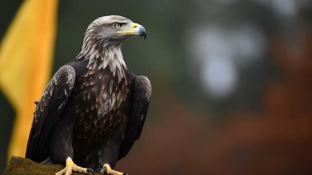 Ein Steinadler sitzt auf einem Ast.