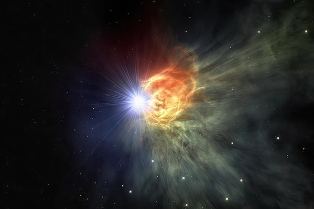 Ein Stern entsteht mit einem Gas- und Staubstrom, der in den Weltraum strömt