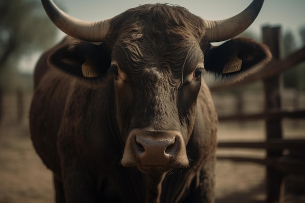 Ein Stier mit einer Marke am Ohr