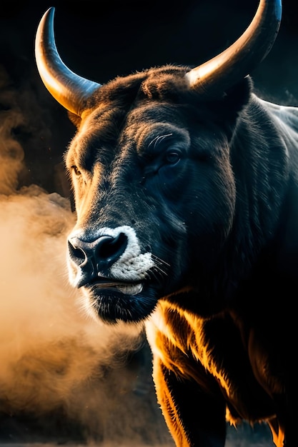 Ein Stier mit rauchigem Gesicht
