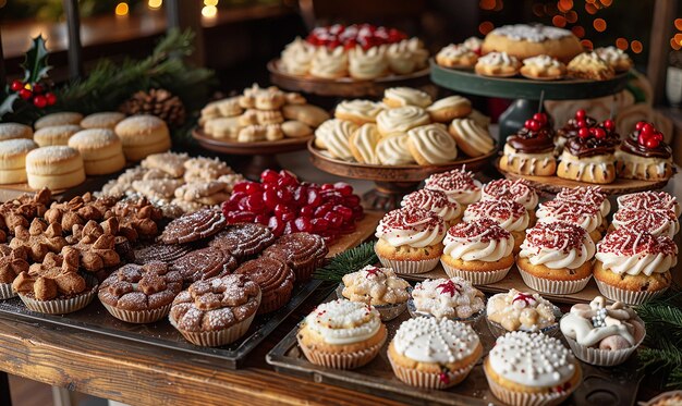 Foto ein stilvoller weihnachts-kekse-austausch