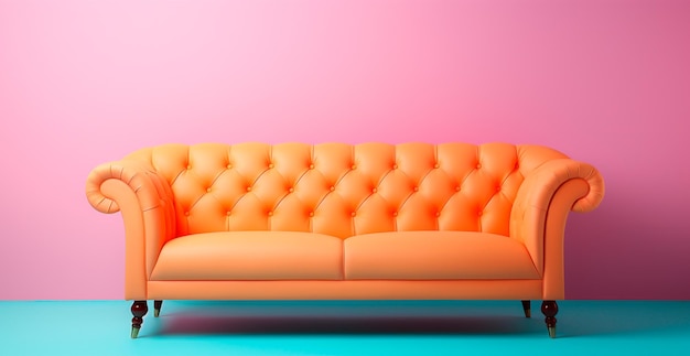 Ein stilvolles, modernes Sofa mit pastellfarbenem, hellen Hintergrund und KI-generiertem Bild