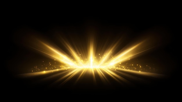 Ein strahlender, goldener Lichtstrahl mit funkelnden Partikeln auf einem schwarzen Hintergrund
