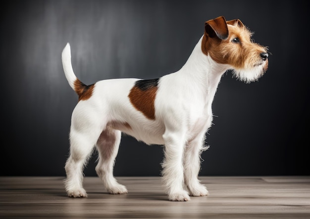 Foto ein strammstehender foxterrier mit tadelloser haltung