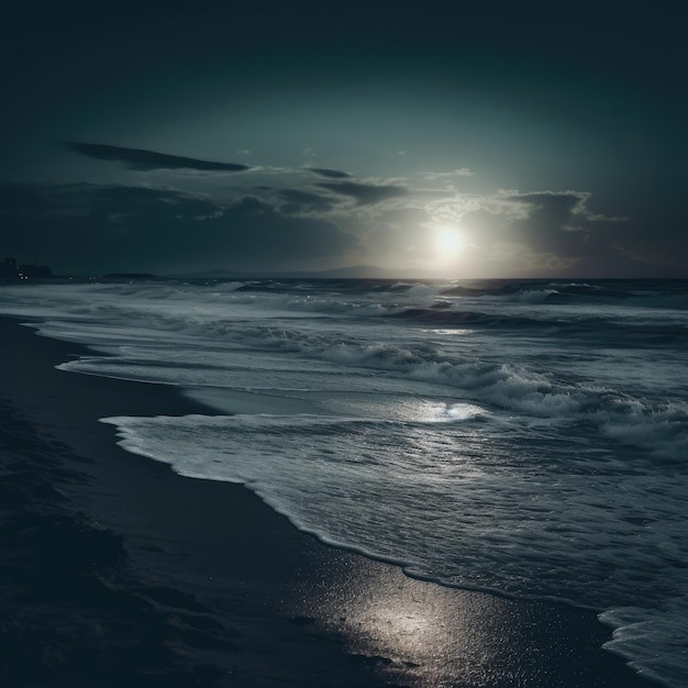 Ein Strand, auf den die Sonne scheint