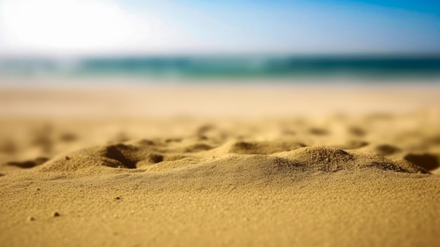 Ein Strand mit blauem Himmel und dem Wort Strand darauf