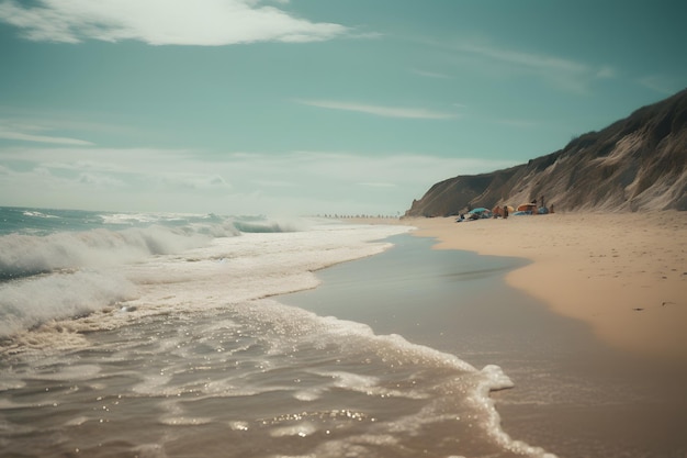 Ein Strand mit blauem Himmel und ein paar Wolken