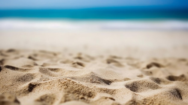 Ein Strand mit blauem Himmel und weißem Sand mit dem Wort Strand darauf