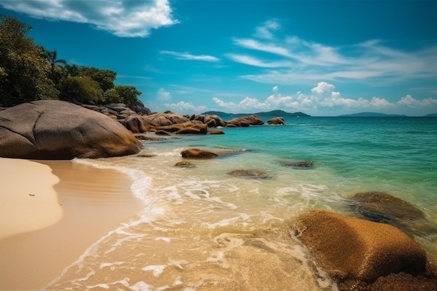 Ein Strand mit blauem Himmel und Wolken