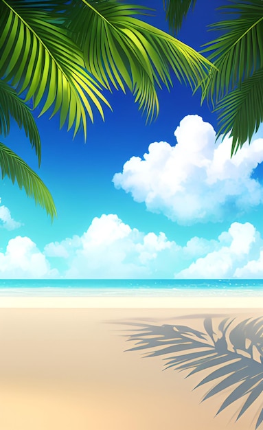 Ein Strand mit Blick auf das Meer und Palmen