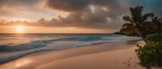 ein Strand mit einem Felsen im Hintergrund und ein paar Wolken am Himmel.