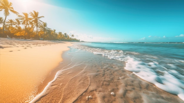 Ein Strand mit einer Palme darauf