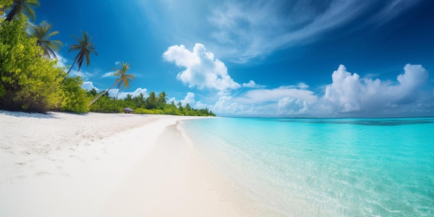 Ein Strand mit einer Palme darauf