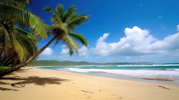 Ein Strand mit einer Palme darauf