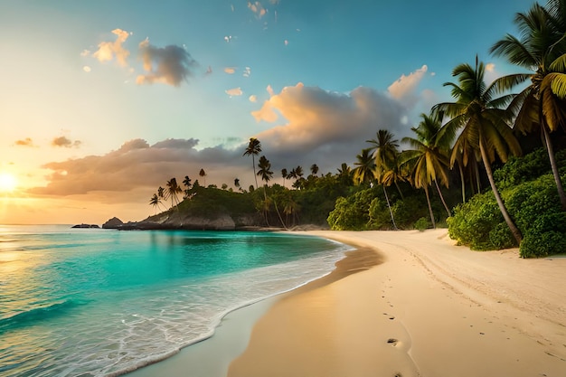 Ein Strand mit Fußspuren im Sand