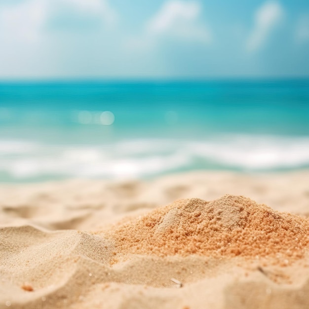 Ein Strand mit Sand und das Meer im Hintergrund