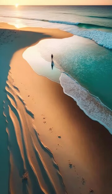 Ein Strand mit Wellen, die auf den Sand krachen