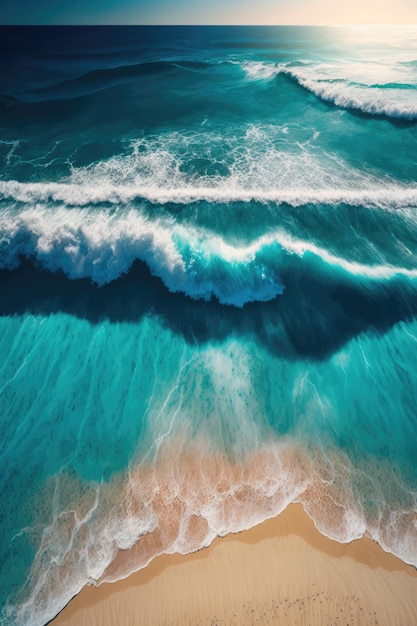 Ein Strand mit Wellen, die auf den Sand krachen