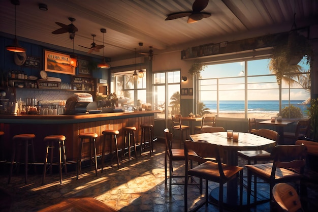 Ein Strandrestaurant mit frischen Meeresfrüchten und Meerblick