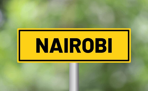 Foto ein straßenschild aus nairobi auf verschwommenem hintergrund