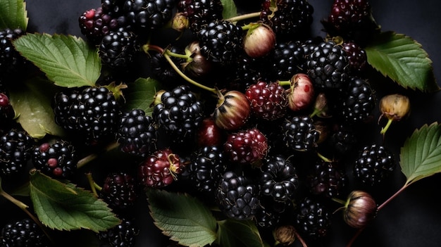 Ein Strauß Brombeeren mit dem Wort „Brombeere“ an der Seite