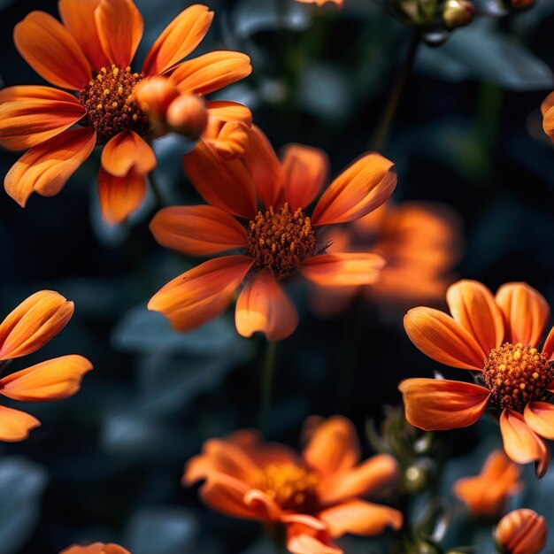 Ein Strauß orangefarbener Blumen mit dem Wort „darauf“