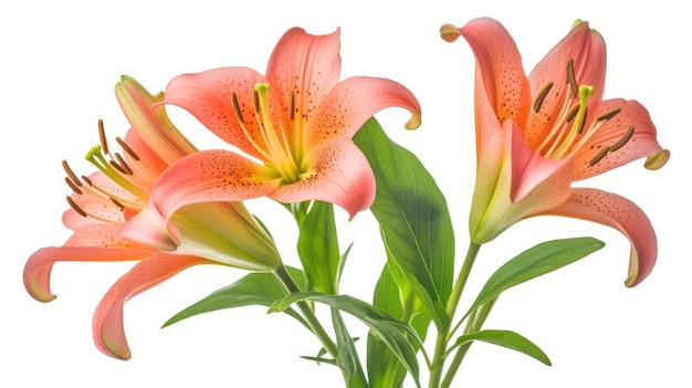 Ein Strauß orangefarbener Blumen mit dem Wort Lilie auf der Unterseite