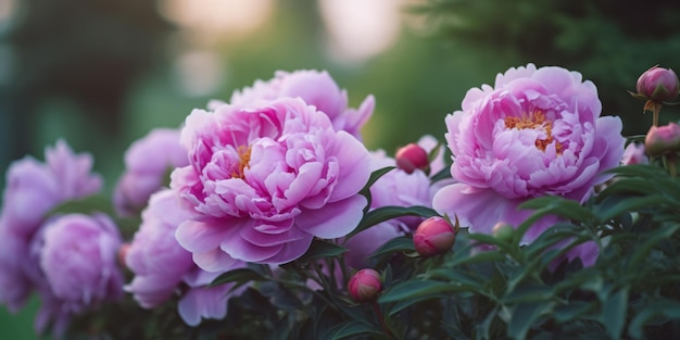 Ein Strauß rosa Blumen in einem Garten