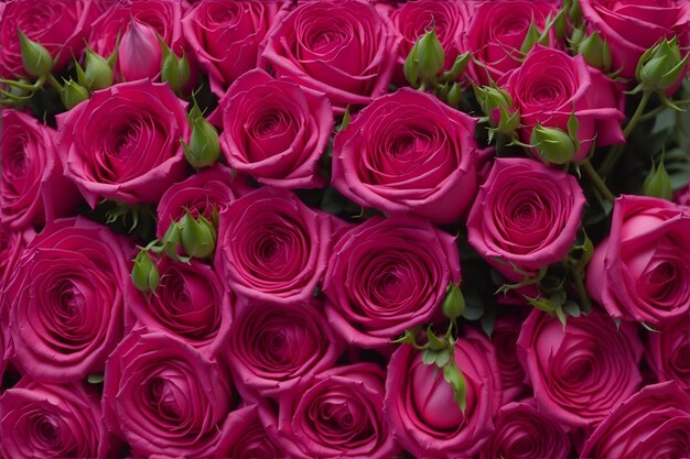 Ein Strauß rosa Rosen, auf einer davon steht das Wort „Liebe“.