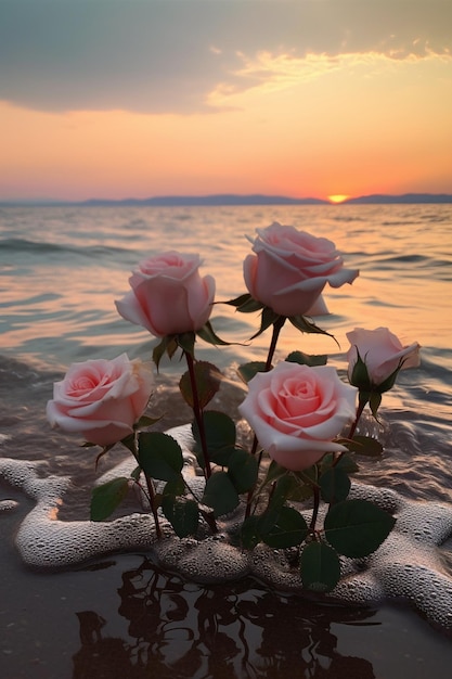 Ein Strauß rosa Rosen im Wasser