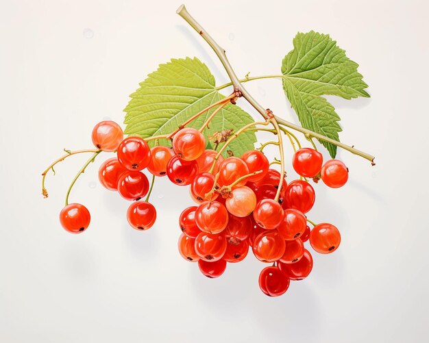 Ein Strauß roter und grüner Beeren mit Blättern darauf